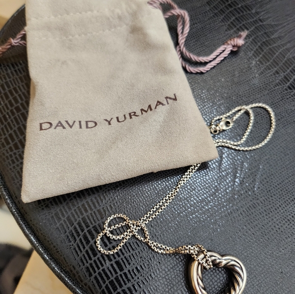 Authentic David Yurman Sterling Silver & 18k Gold Open Heart Cable Necklace - Picture 7 of 9